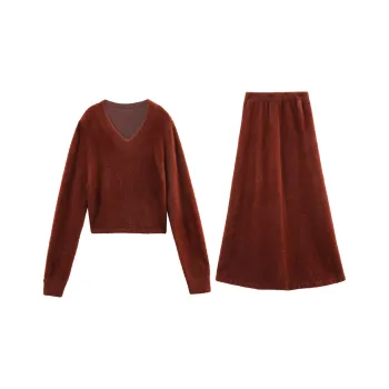 A Paradise For Awakening Skirt Set Women's Red Brown