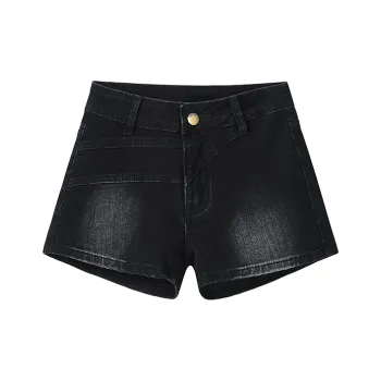Wen Shan Denim Shorts Women's Black Gray Color