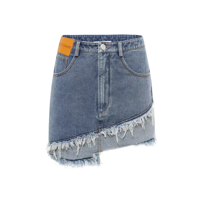 JAC FLEURANT Denim Short Skirts Women's Blue-0