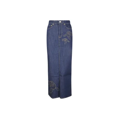 GANNI Denim Rose Maxi Skirt