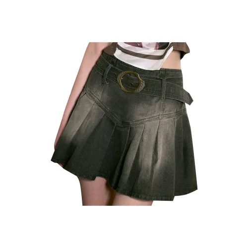 ELF SACK Denim Short Skirts Women's Washed Denim Gray