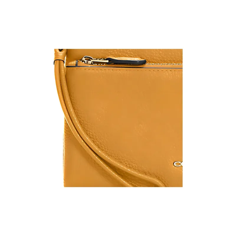 COACH Double Zip Wallet Leather Clutch Card Holder Wallet Medium Size Women's Mustard Yellow-2