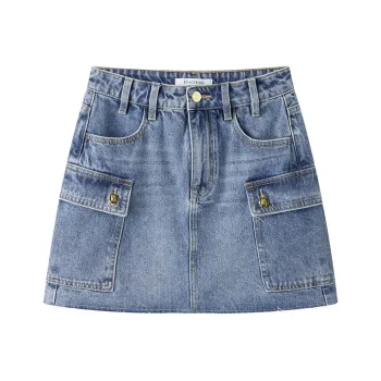 PEACEBIRD Denim Short Skirts Women's Denim Blue