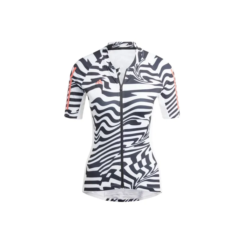 Adidas Essentials 3-Stripes Fast Zebra Cycling Jersey Cycling Clothing Women's Black White-0