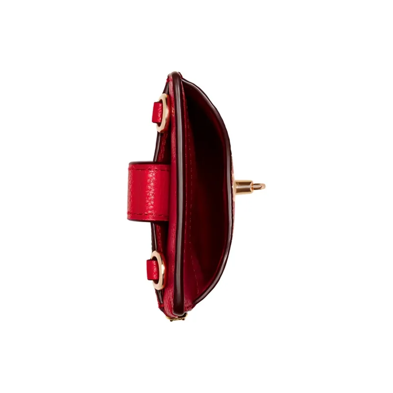 COACH Turnlock Leather Crossbody Bag With Cell Phone Pouch Mini Women's Burgundy-1