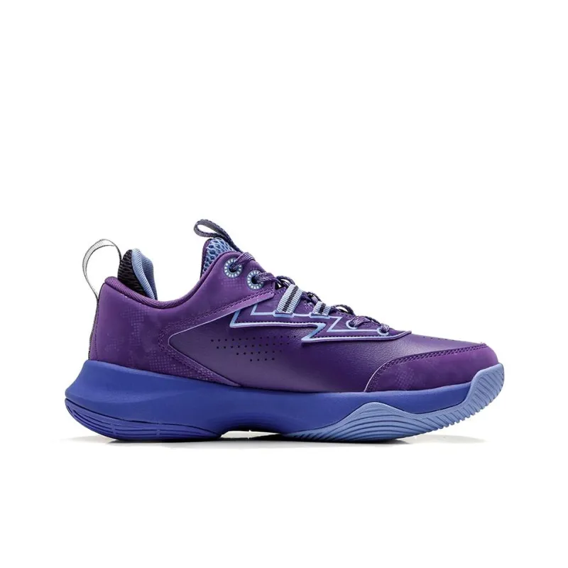 QIAODAN Anti Slip Wear Resistant Low Top Basketball Shoes Men's Purple-1