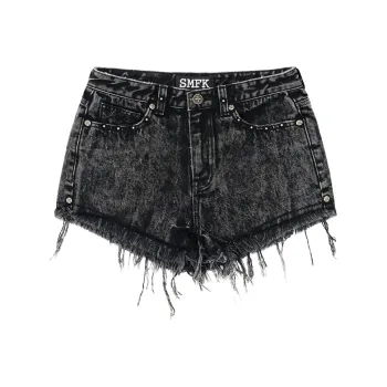 SMFK Denim Shorts Women's Black Snowflake