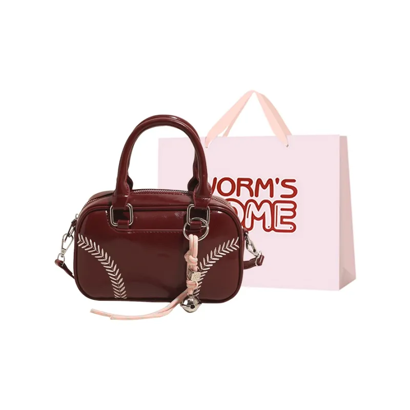 Worm's Home PU Bowling Bag, Shoulder Bag, Handbag Women's Multicolor-30