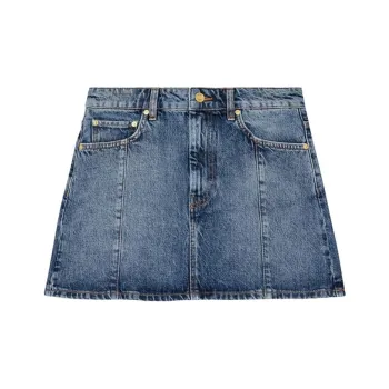 GANNI Sparkle Logo Denim Mini Skirt