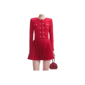 Self portrait Pleated Knitted Mini Skirt