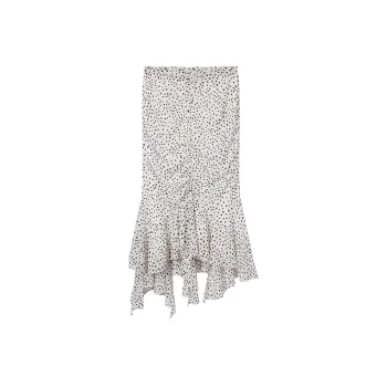 Ouyang Casual Long Skirts Women's White Base With Polka Dots