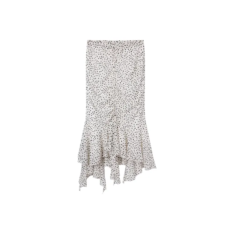 Ouyang Casual Long Skirt Women's White With Polka Dot-0