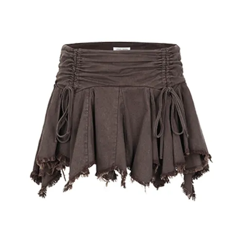 URBAN REVIVO Boho Style Casual Short Skirts Women's Dark Red Brown