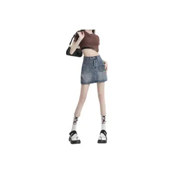 Weixi Denim Short Skirts Women's Blue