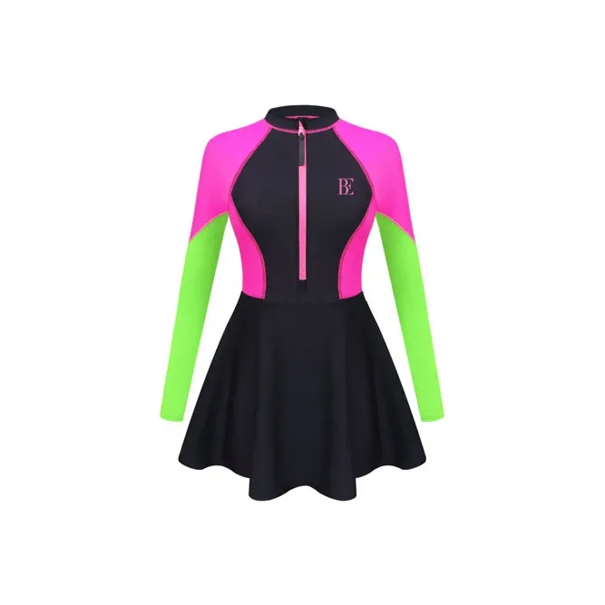 BALNEAIRE One Piece Swimsuits Women's Extraordinary Magenta/Neon Green Color Block-0