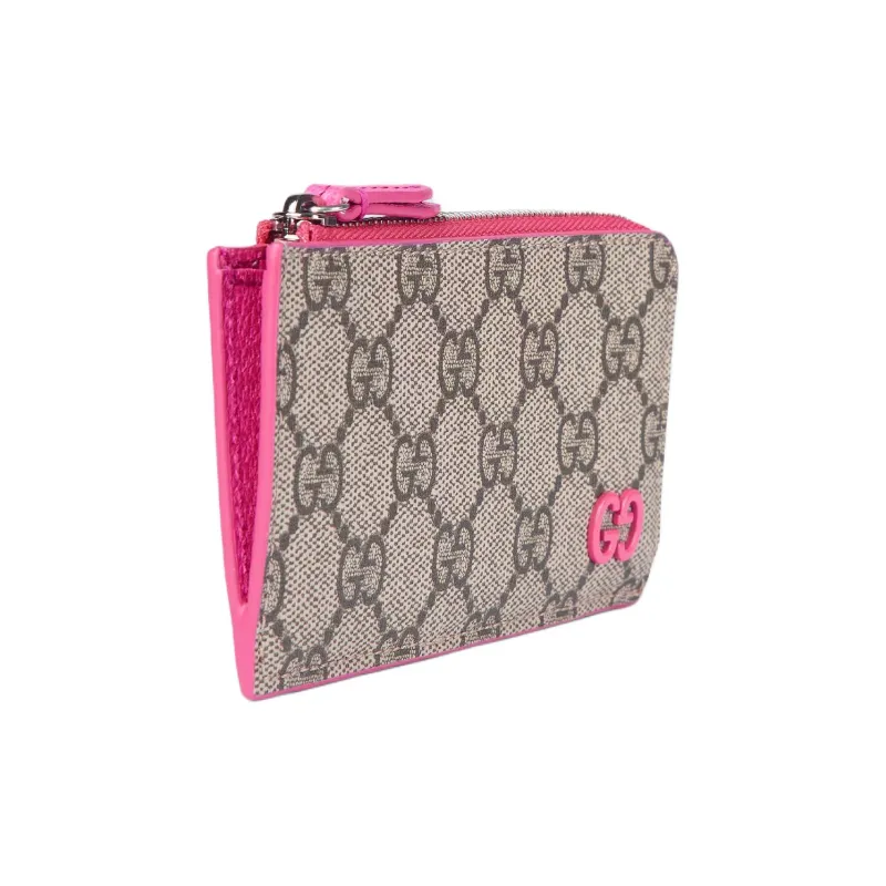 GUCCI Canvas Bag Card Holder Men's Beige & Rose Red-1
