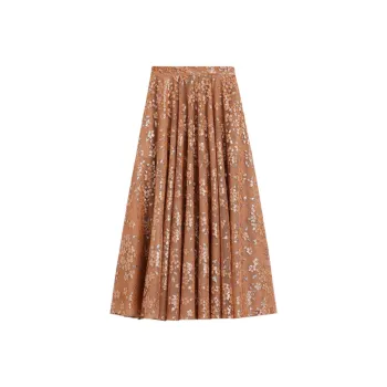 SCANLAN THEODORE Tinsel Floral Skirt Casual Long Skirts Women's Spice/Patina