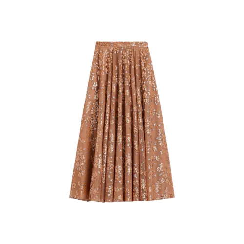 SCANLAN THEODORE Tinsel Floral Skirt Casual Long Skirts Women's Spice/Patina