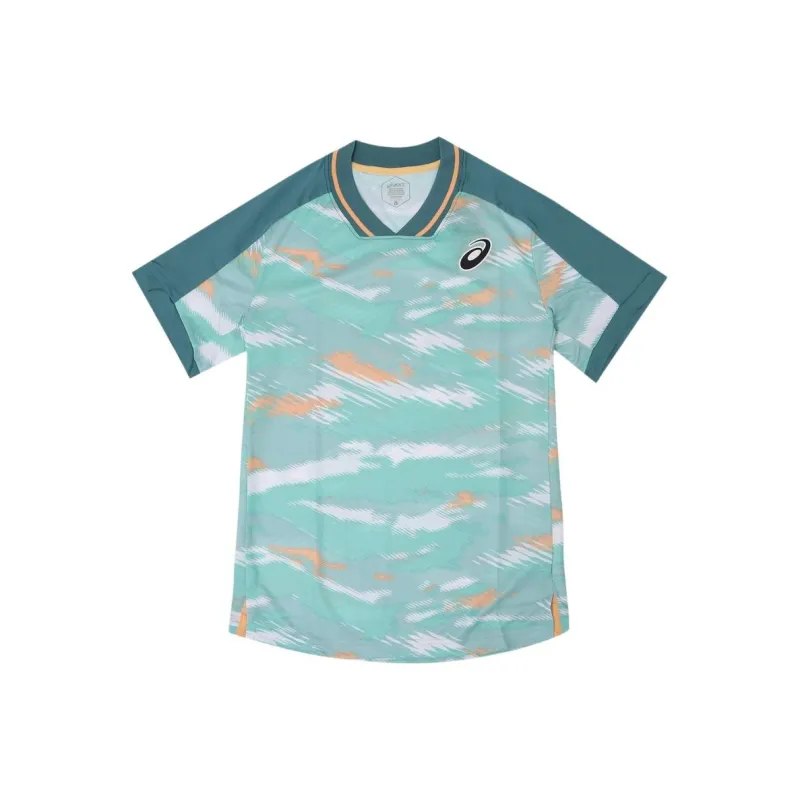 Asics Match Graphic Short Sleeve Top T Shirt Men's Mist Pine Wood-0