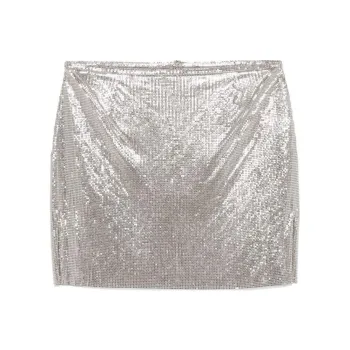 Paco Rabanne Mesh Mini Skirt 'Silver'