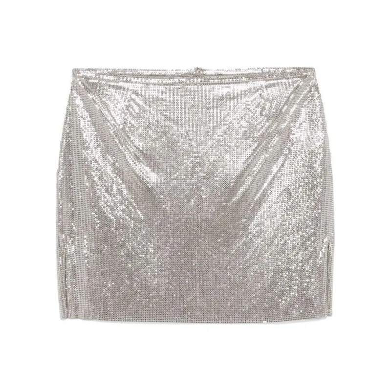 Rabanne Mesh Mini Skirt 'Silver'-0