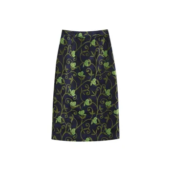 Yiner Casual Long Skirts Women's Navy Blue