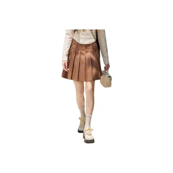 ZIHAN Casual Short Skirts Women's Red Plaid