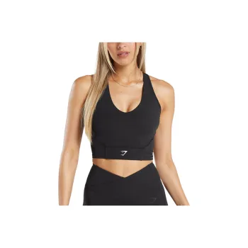GYMSHARK CROP MESH TANK Body Fit Sport Vests Women's Black