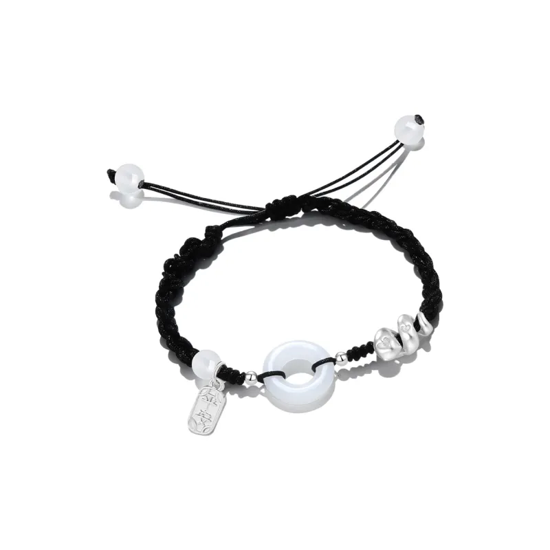 MAGICPOLE Alloy Fabric Rope Bracelets Unisex Black/Pink Color-4