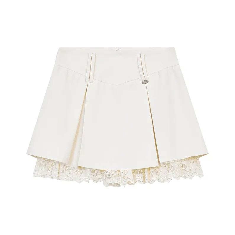ELF SACK Casual Short Skirts Women's Atmospheric Ecru-0