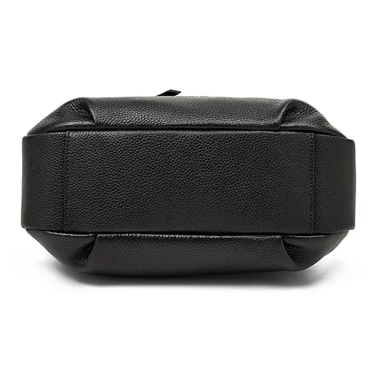Old Man's Head Top Grain Cow Leather Shoulder Bag Women's Black-5