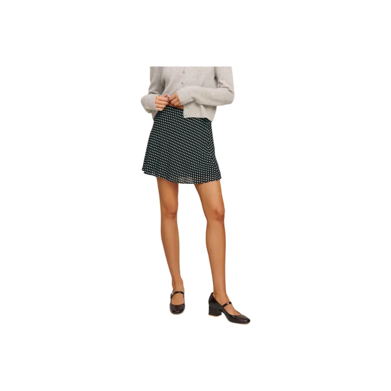 REFORMATION Brandy Skirt Casual Short Skirts Women's Caviar Dot-0