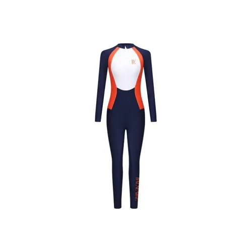 BALNEAIRE One Piece Swimsuits Women's Active Orange Blue Patchwork