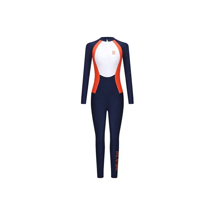 BALNEAIRE One Piece Swimsuits Women's Active Orange Blue Patchwork-0