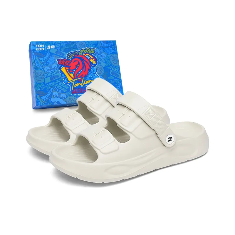 Tonlion Beach Sandals Men White/Khaki/Light Gray/Black-7