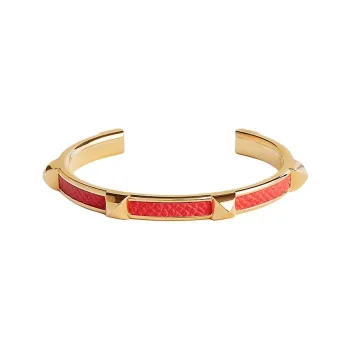 HERMES Calfskin Bangles Unisex Red
