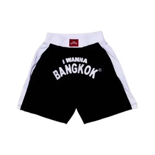 IWANNABANGKOK 블랙 남녀공용 캐주얼 반바지
