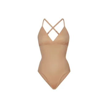 SKIMS BARELY THERE BODYSUIT BRIEF W/SNAPS One-piece Swimsuit Women's Skin Clay