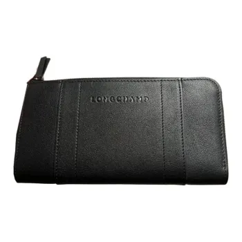 LONGCHAMP 3D Cow Leather Wallet Women's Black