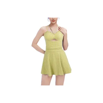 ZOKE One piece Swimsuit Women's Green White Square