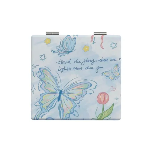 JIXUAN Ins Butterfly Mini Portable Double Sided Small Mirror Handheld Foldable
