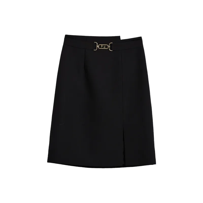 Mambe Casual Long Skirts Women's Black-0