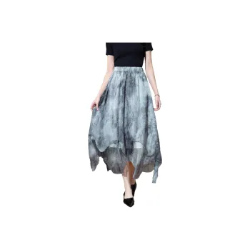 SMEN Casual Long Skirt Women's Gray