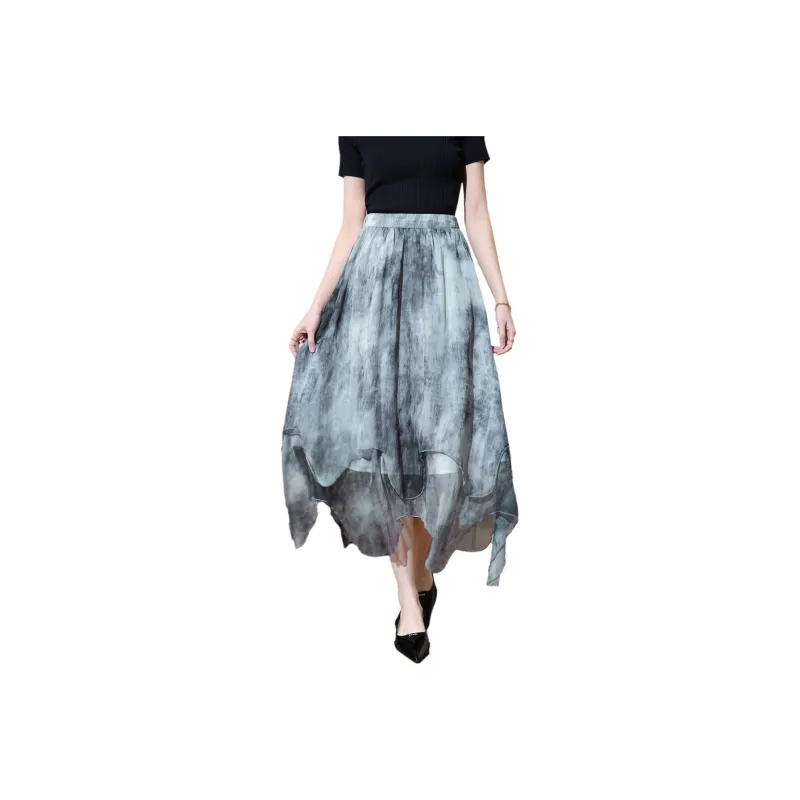 SMEN Casual Long Skirt Women's Gray-0