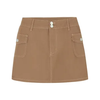 LKOD Denim Short Skirts Women's Brown