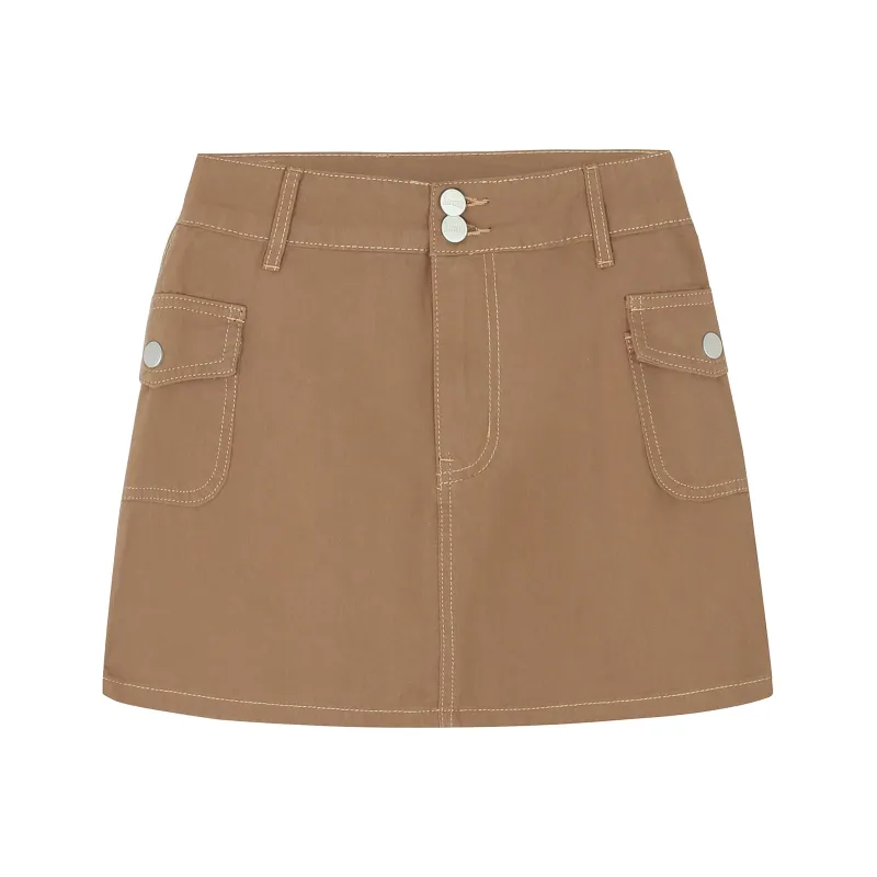 LKOD Denim Short Skirts Women's Brown-0