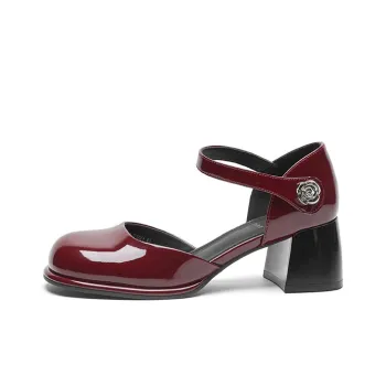 JOSINY Chunky Heel High Heels 5.5CM Women's Red