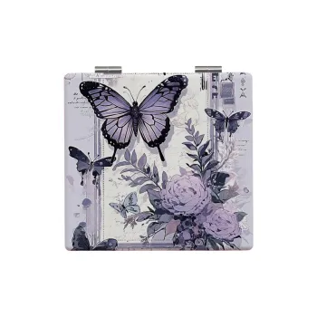 JIXUAN Ins Foldable Pocket Mirror HD Mini Handheld Refillable Makeup Mirror