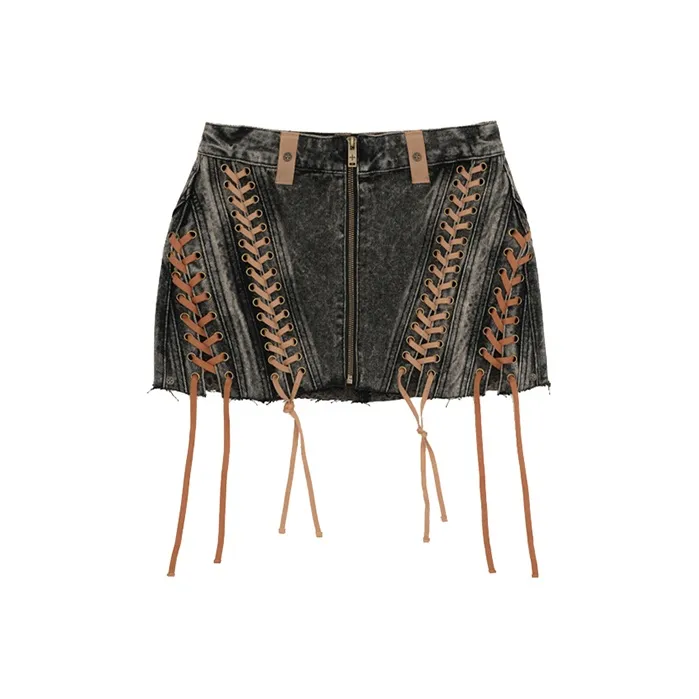 SMFK Denim Short Skirts Women's Nightfall Color-0