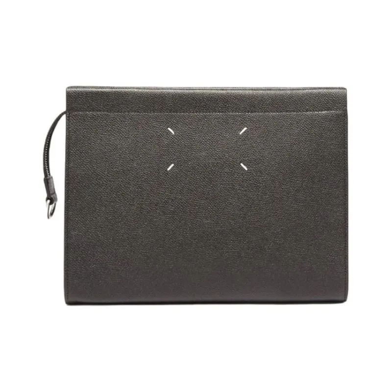 Maison Margiela Grain Leather Clutch Men's Black-0